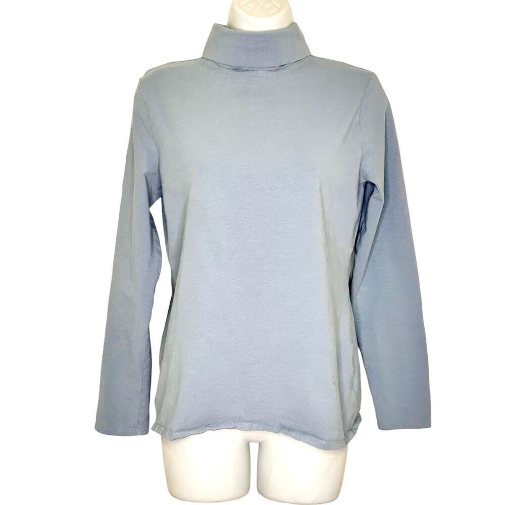 Duluth Trading Co. Slate Blue Long Sleeve Cotton Spandex Turtleneck Top